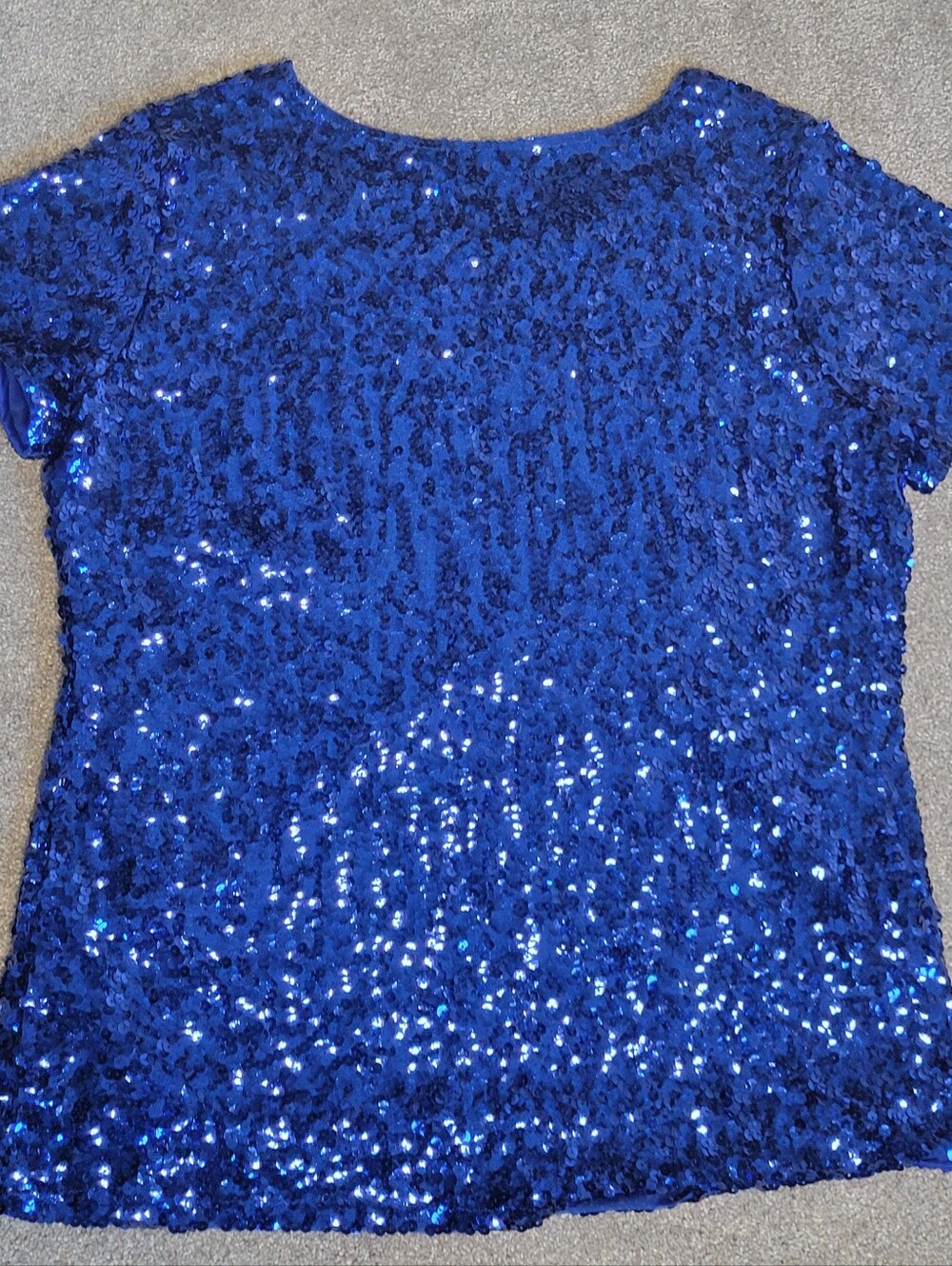 Maner Royal Blue Sequin Short Sleeve Top - Picture 3 of 5